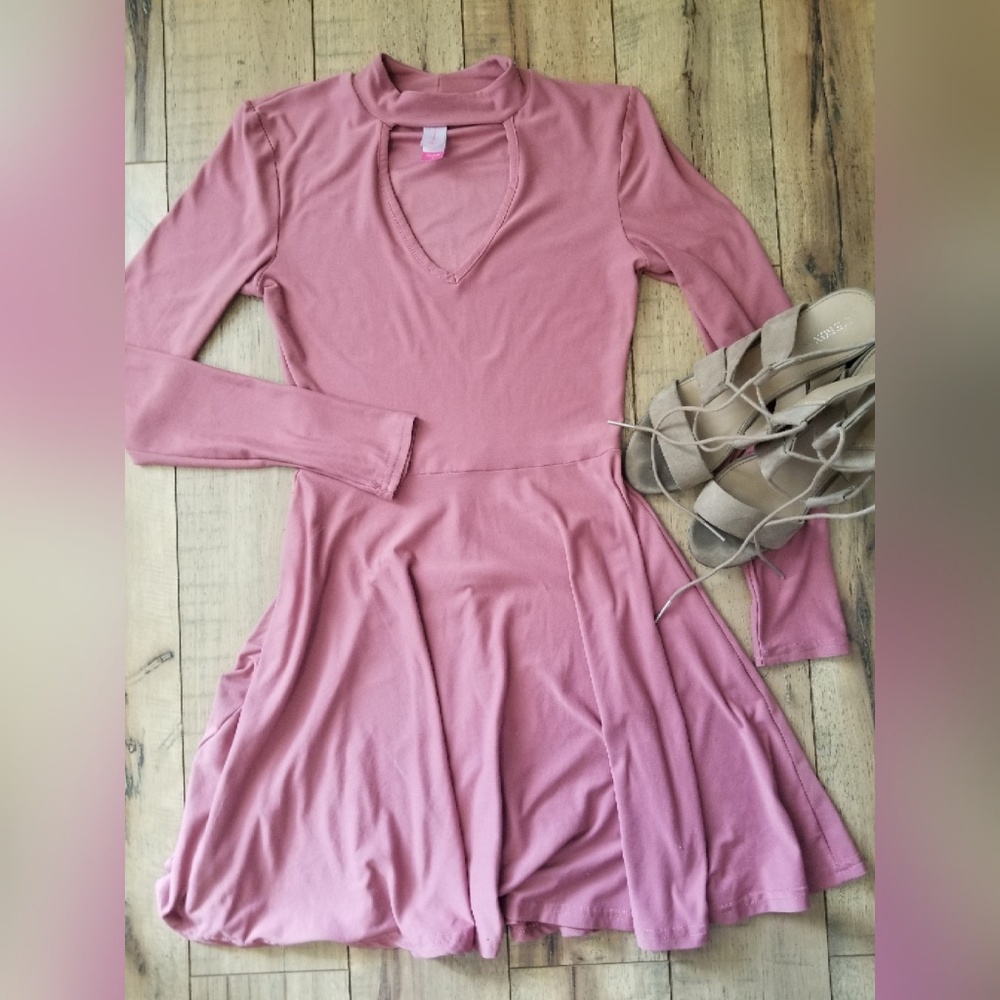 Pink skater dress with collar